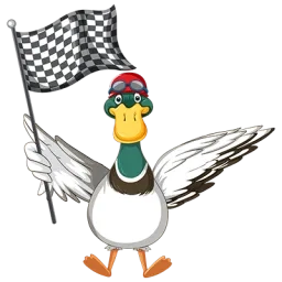 Canard avec un drapeau de course